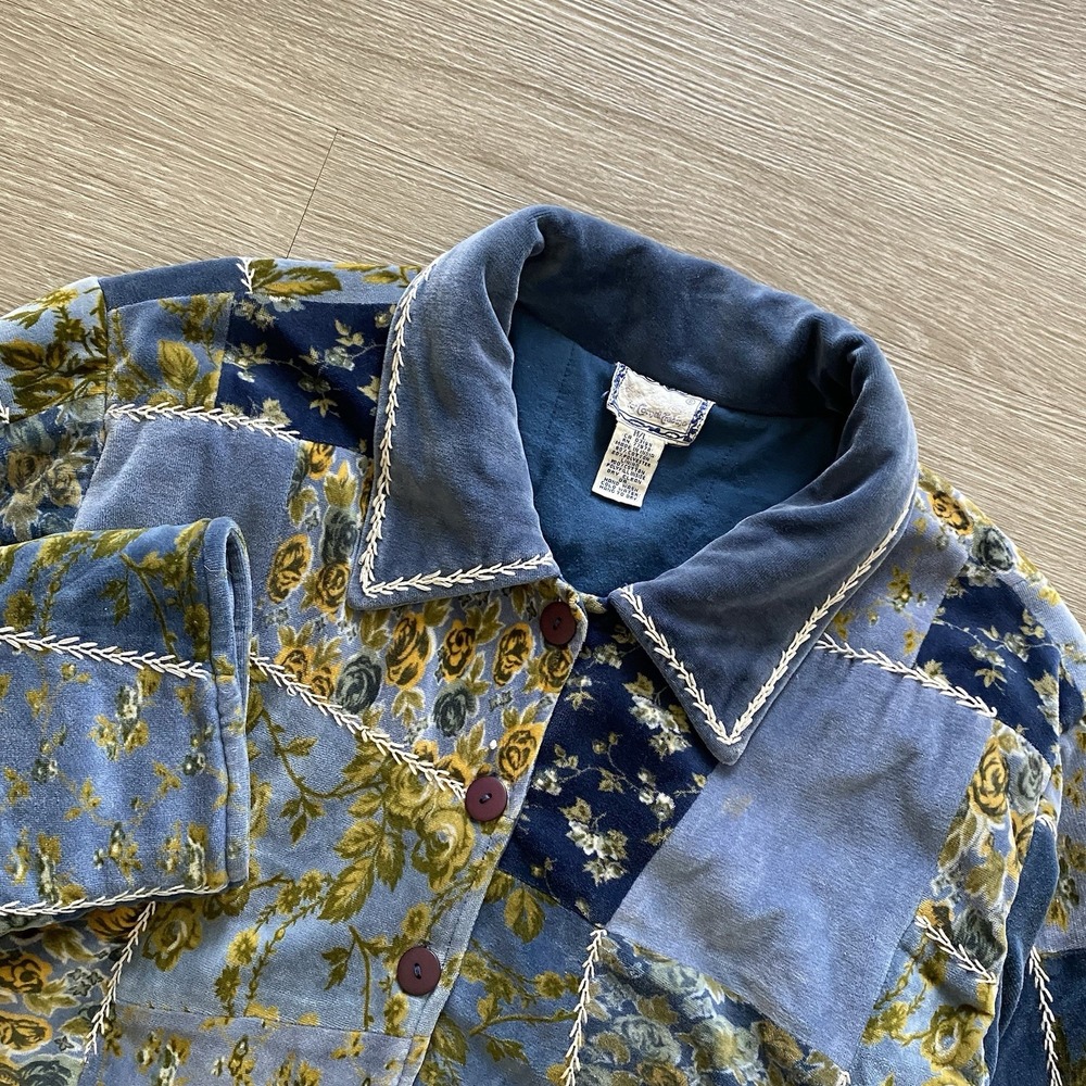 Vintage April Cornell Floral Patchwork Jacket Women's M/L Embroidered Colorful